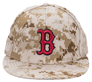 2013 Dustin Pedroia Game Used Boston Red Sox Memorial Day Cap Used on 5/27/13 (MLB Authenticated)